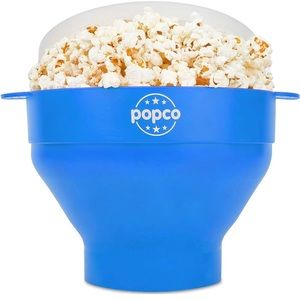 The Original Popco Light Blue Silicone Microwave Popcorn Popper with Handles